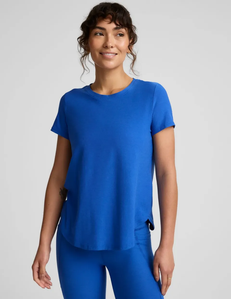 Beyond Yoga Featherweight On The Down Low T-shirt Court Blue avslappnad