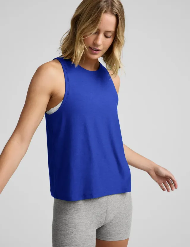 Beyond Yoga Featherweight Rebalance Tank linne Ultra Blue Heather lätt
