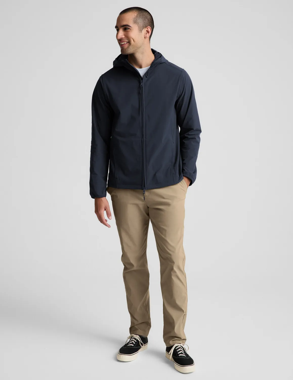 Beyond Yoga AirLite Hooded Full Zip Jacket jacka Nocturnal Navy tunn