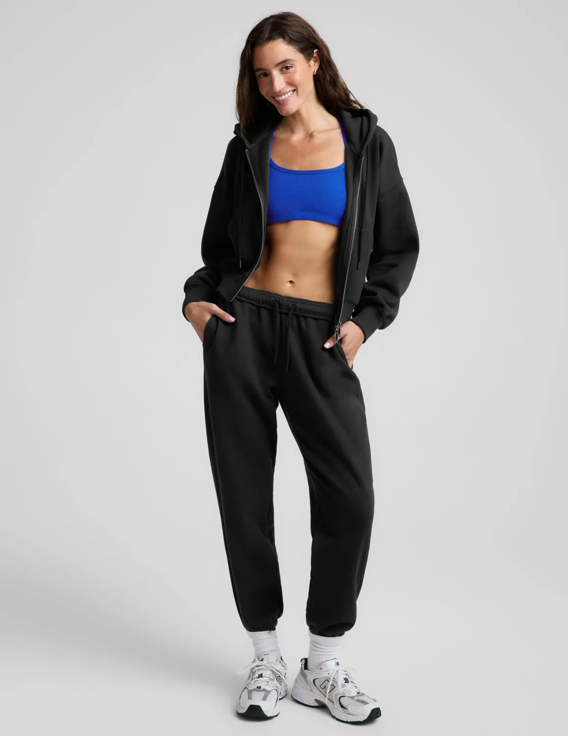 Beyond Yoga LuxeFleece 2.0 Full-Zip Hoodie svart relaxed fit