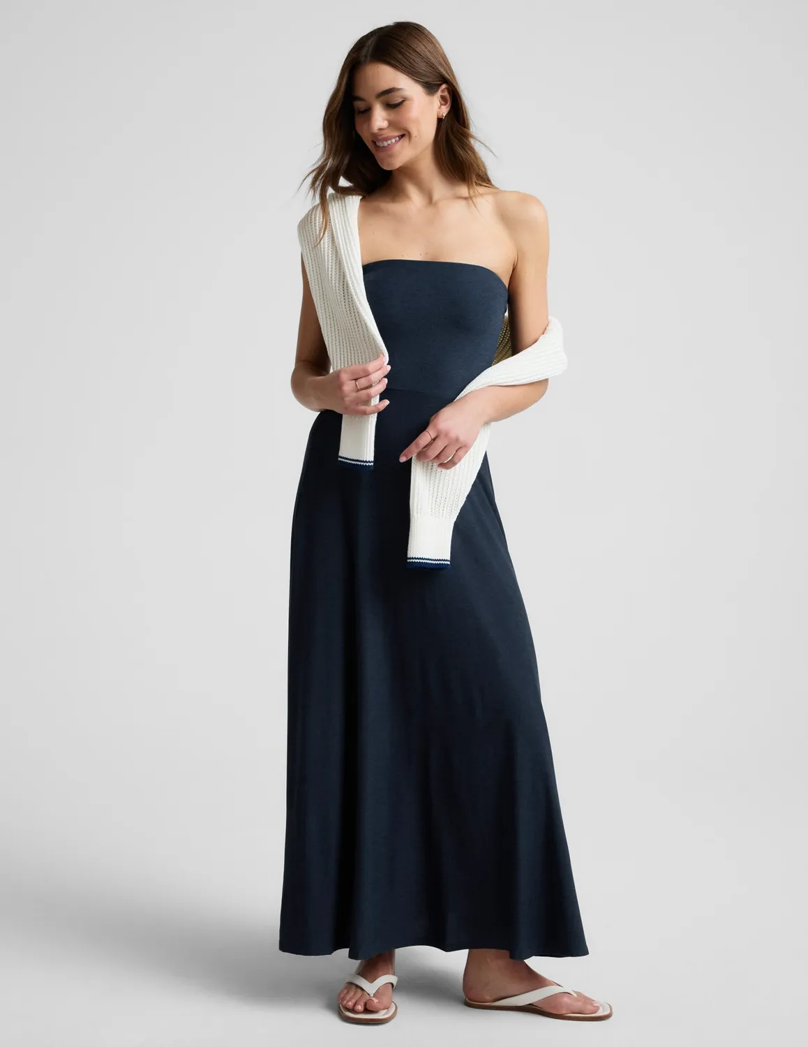 Beyond Yoga Featherweight Strapless Maxi klänning Nocturnal Navy