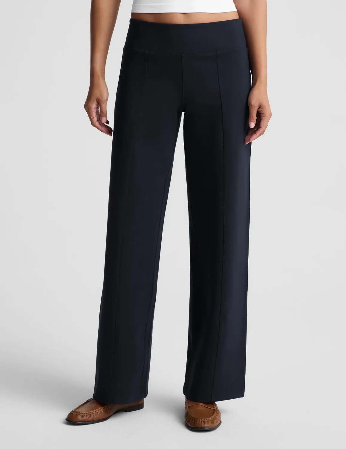 Beyond Yoga Ponte Straight Leg Pant byxor Darkest Navy struktur