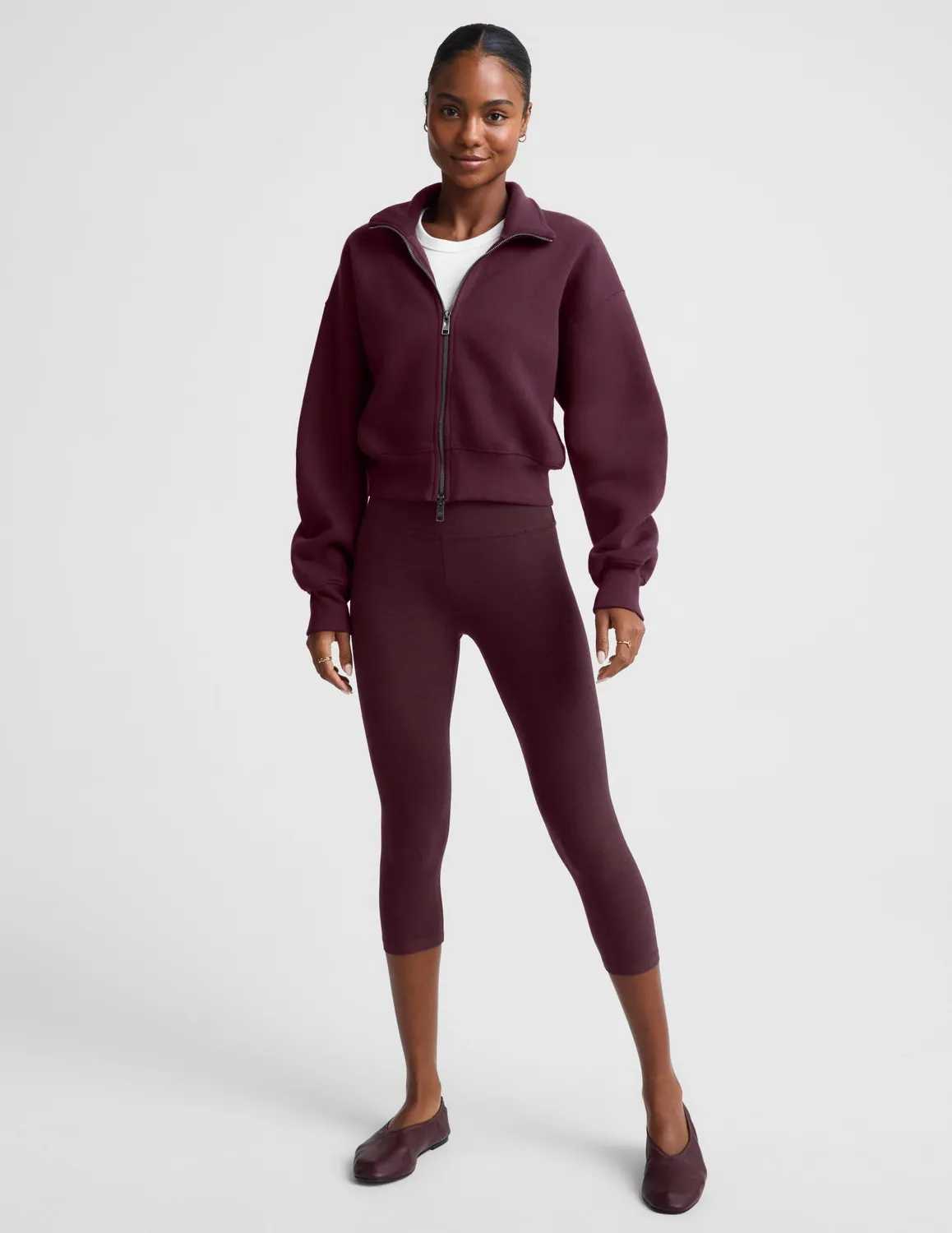 Beyond Yoga LuxeFleece 2.0 Double Zip jacka Cabernet