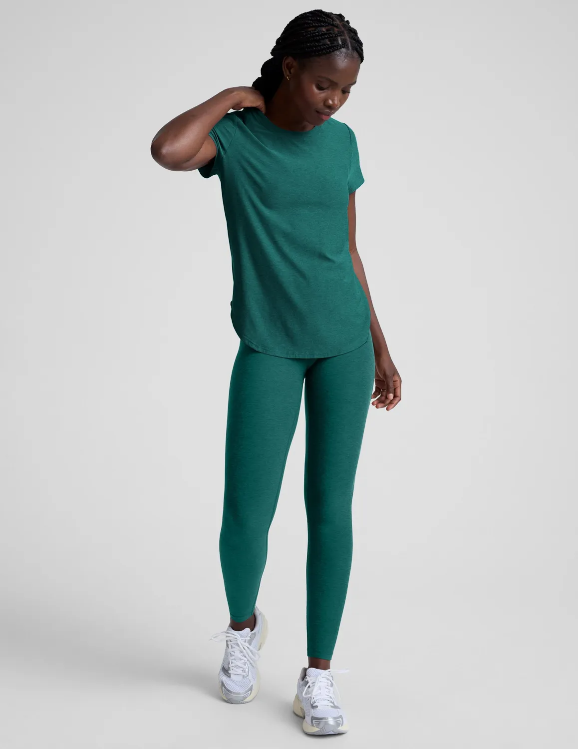 Beyond Yoga Featherweight On The Down Low T-shirt Teal Sea Heather sval