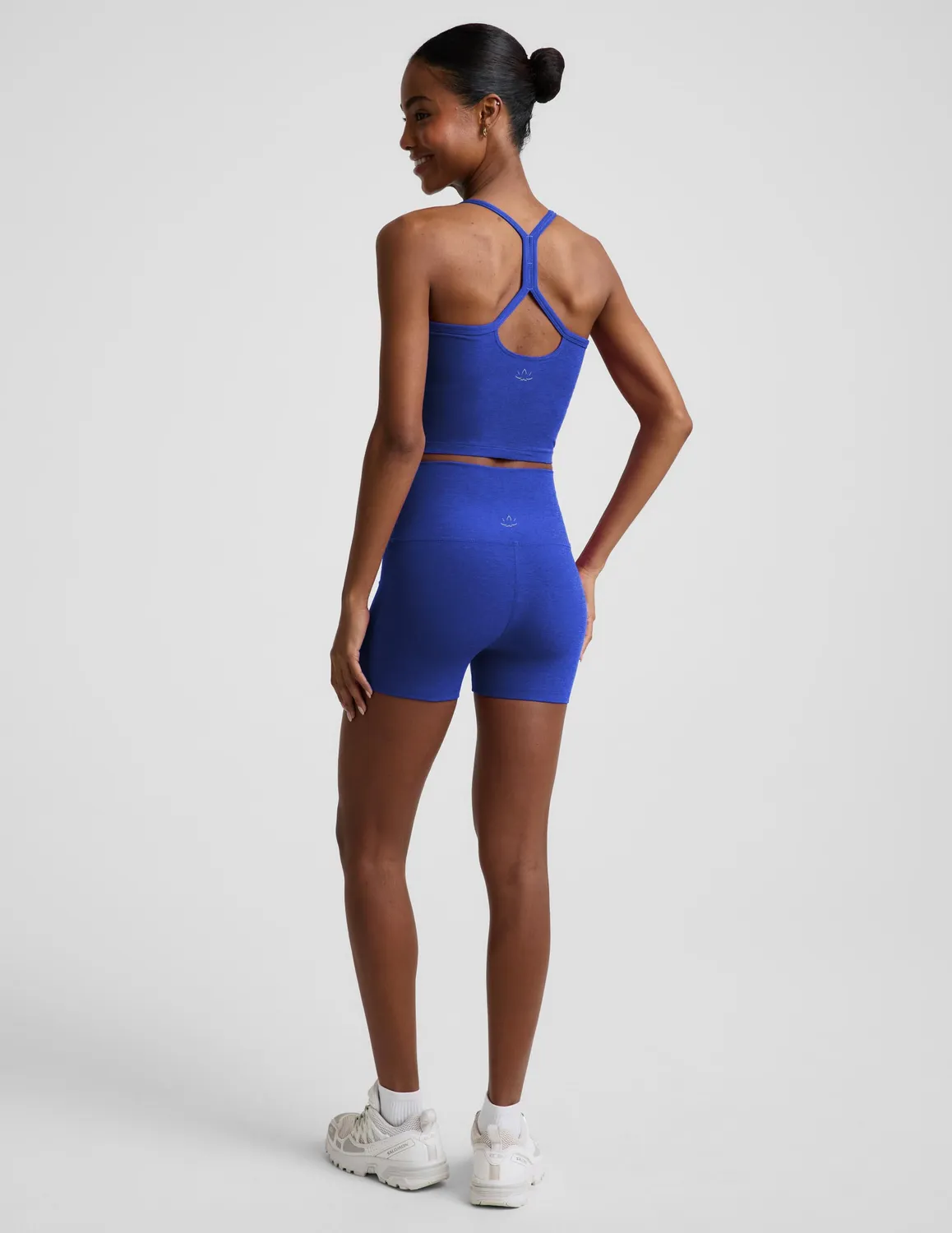 Beyond Yoga Spacedye Keep Pace 3 träningsshorts Ultra Blue hög midja
