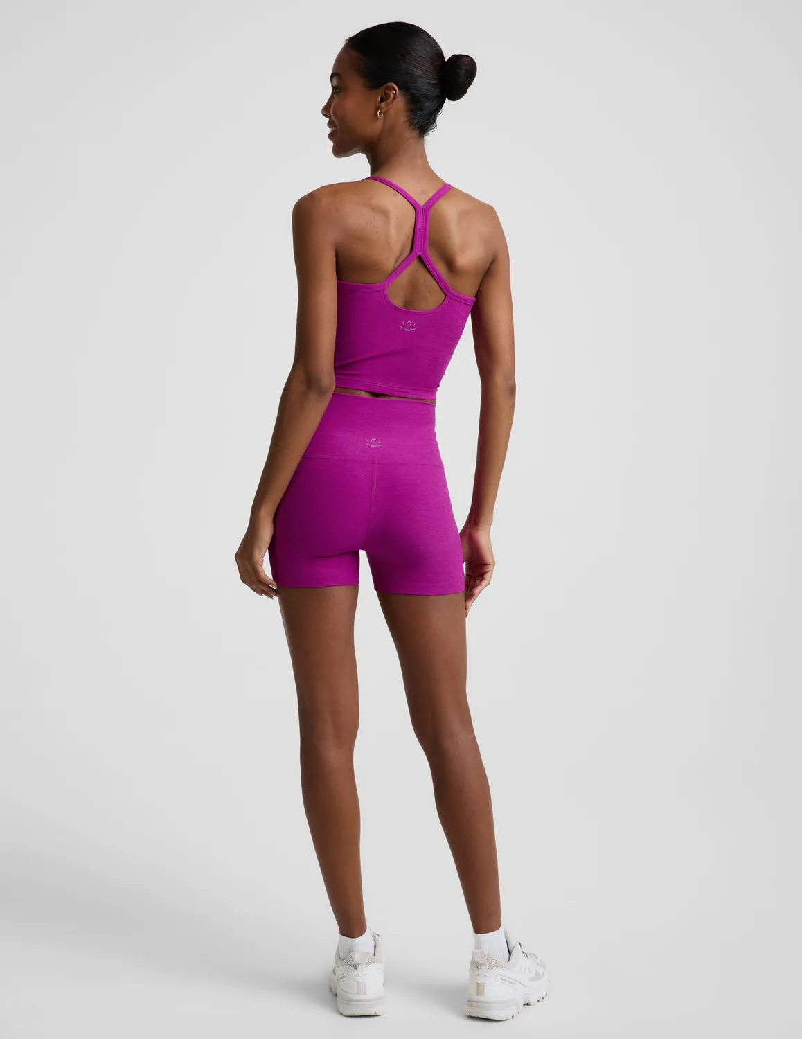 Beyond Yoga Spacedye Keep Pace 3 träningsshorts Berry Bliss hög midja