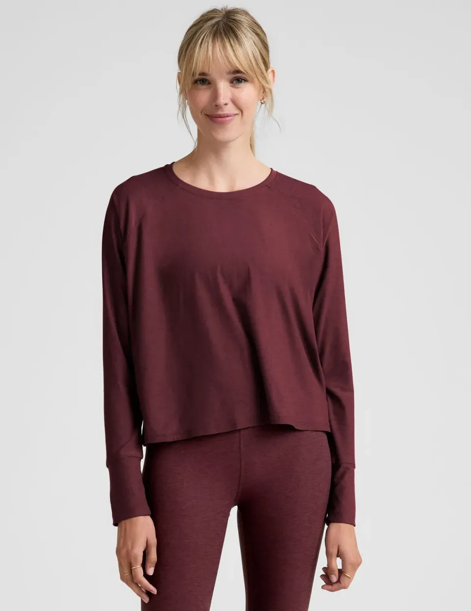 Beyond Yoga Featherweight Daydreamer Pullover tröja Midnight Burgundy mjuk