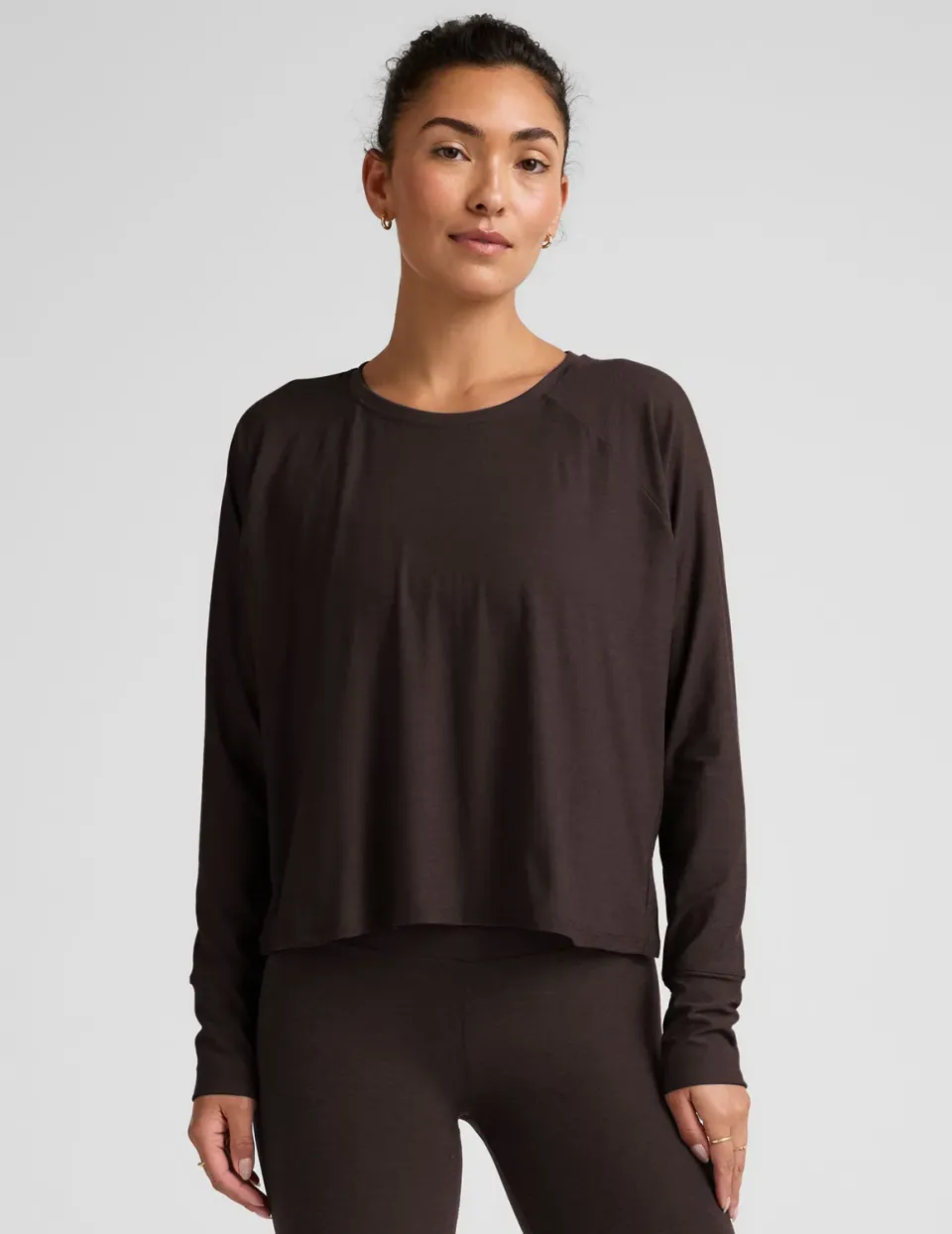 Beyond Yoga Featherweight Daydreamer Pullover tröja Dark Chocolate lätt
