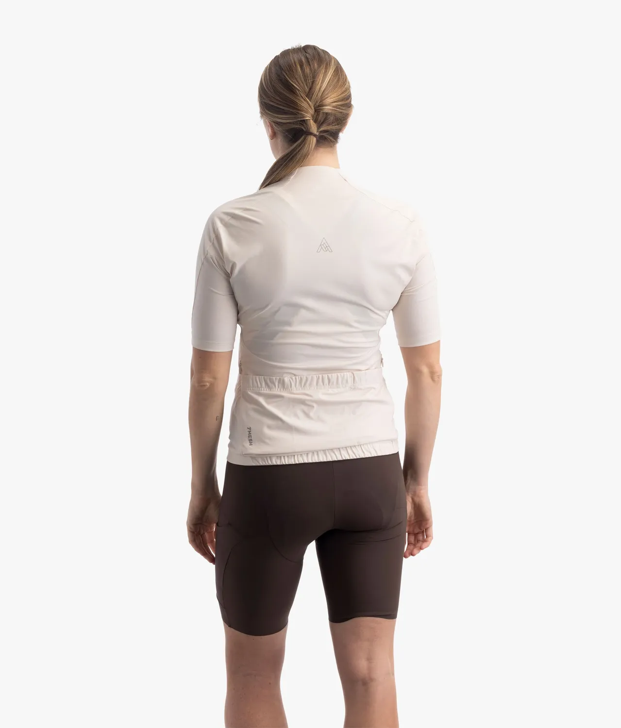 7MESH Atlas cykeltröja dam Almond kort ärm fickor