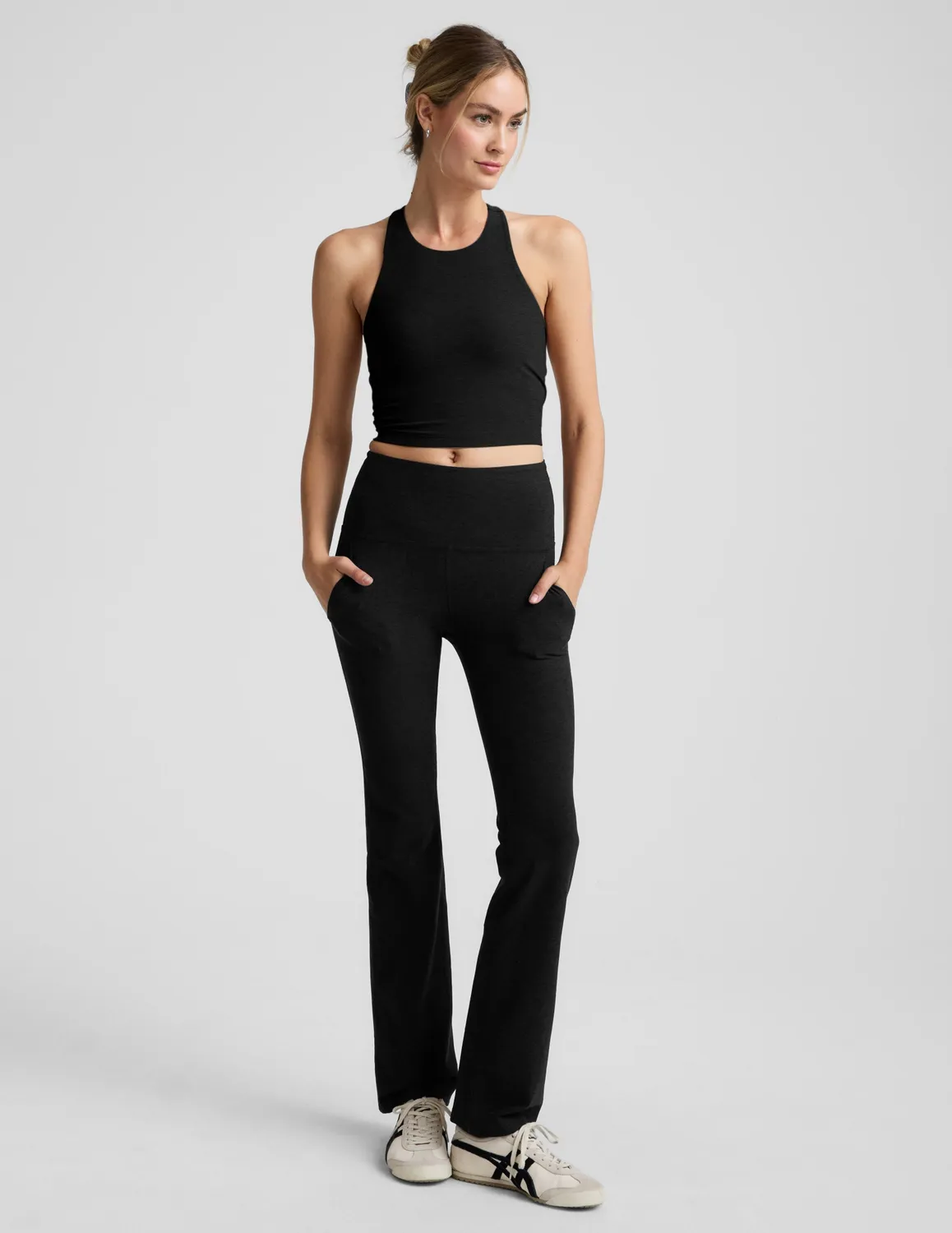 Beyond Yoga Spacedye High Neck Cropped Tank linne Darkest Night med bh