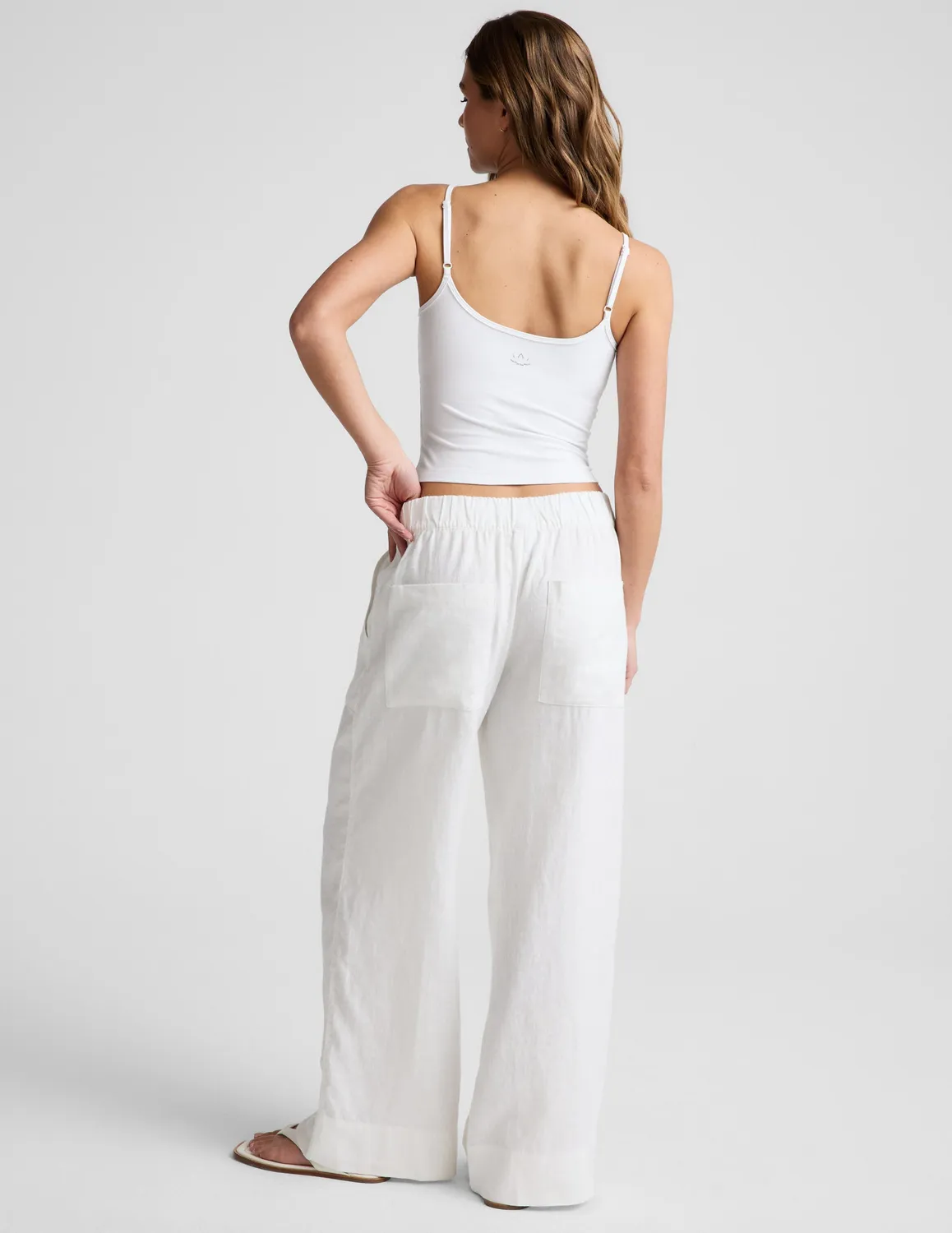 Beyond Yoga SoftWash Linen Easy Wide Leg Pant 29" byxor White