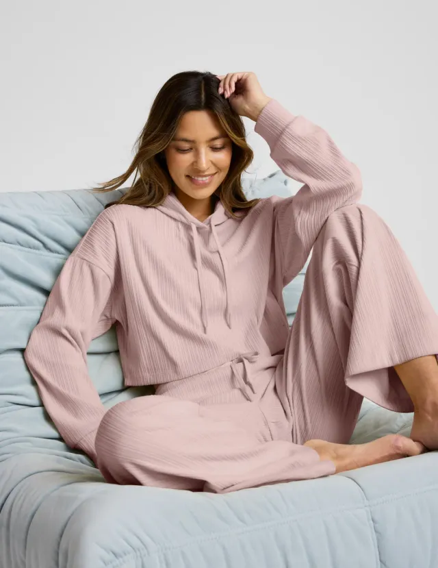 Beyond Yoga Breathe Easy Ribbed Cropped Hoodie Pale Pink fickor