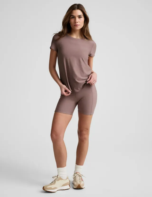 Beyond Yoga Spacedye Keep Pace 5 träningsshorts rosey taupe