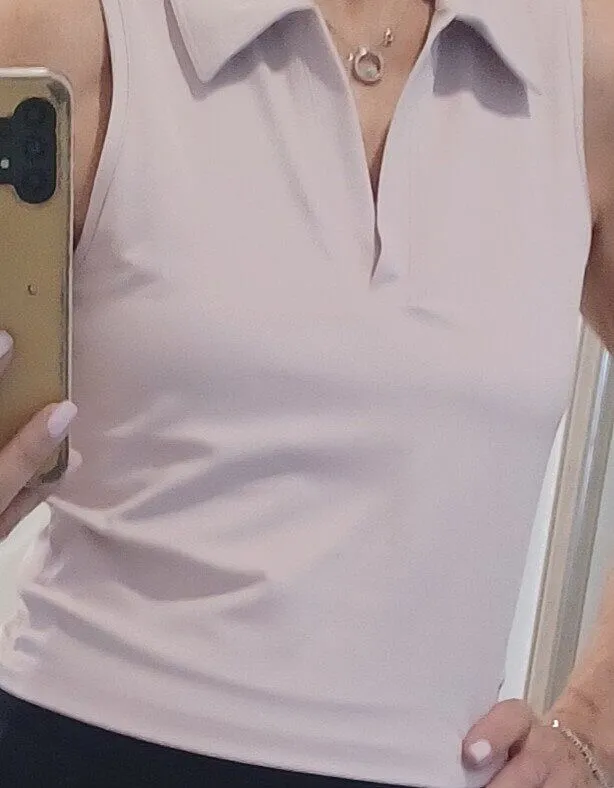 Beyond Yoga Sport Active Polo Tank linne Nocturnal Navy inbyggd BH