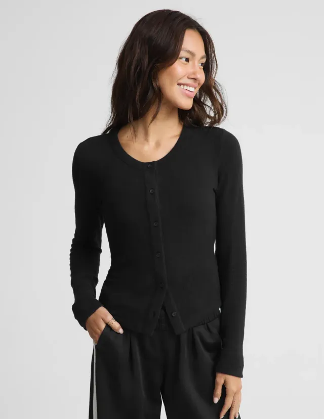 Beyond Yoga LuxeLayer Fitted Cardigan kofta svart mjuk