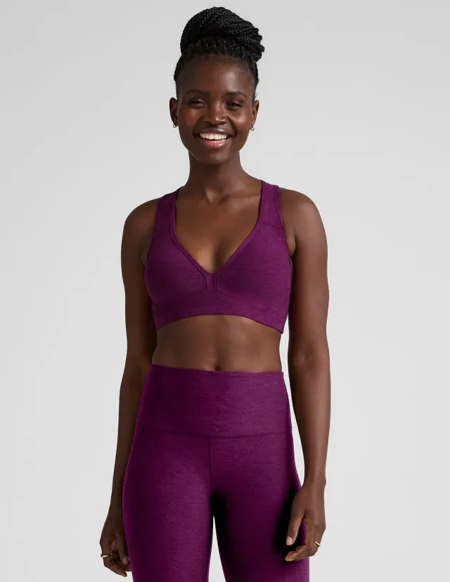 Beyond Yoga Spacedye Lift Your Spirits sportbh Aubergine-Beet mellanstöd