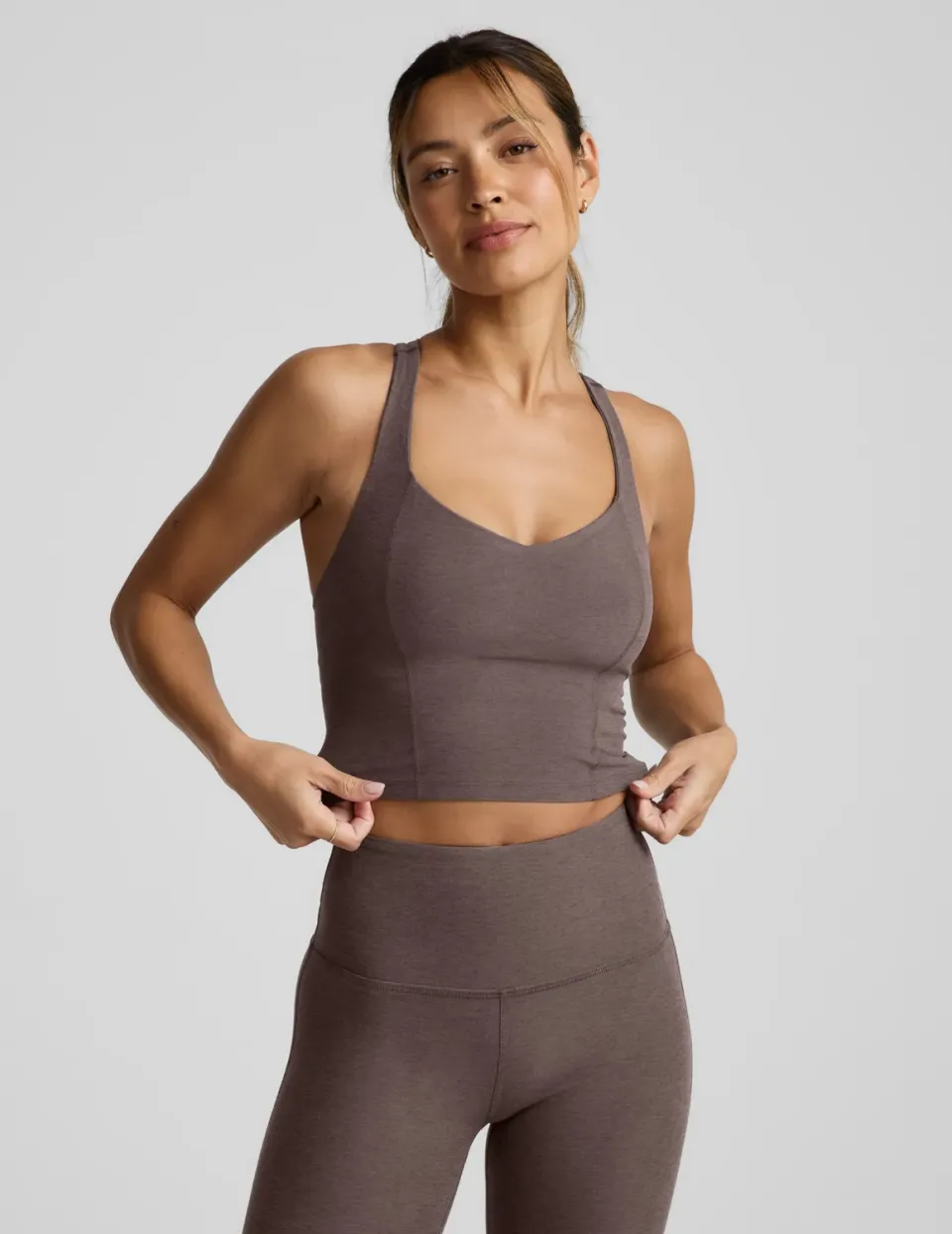 Beyond Yoga Spacedye Intensity Racerback Cropped Tank linne woodland medelstöd