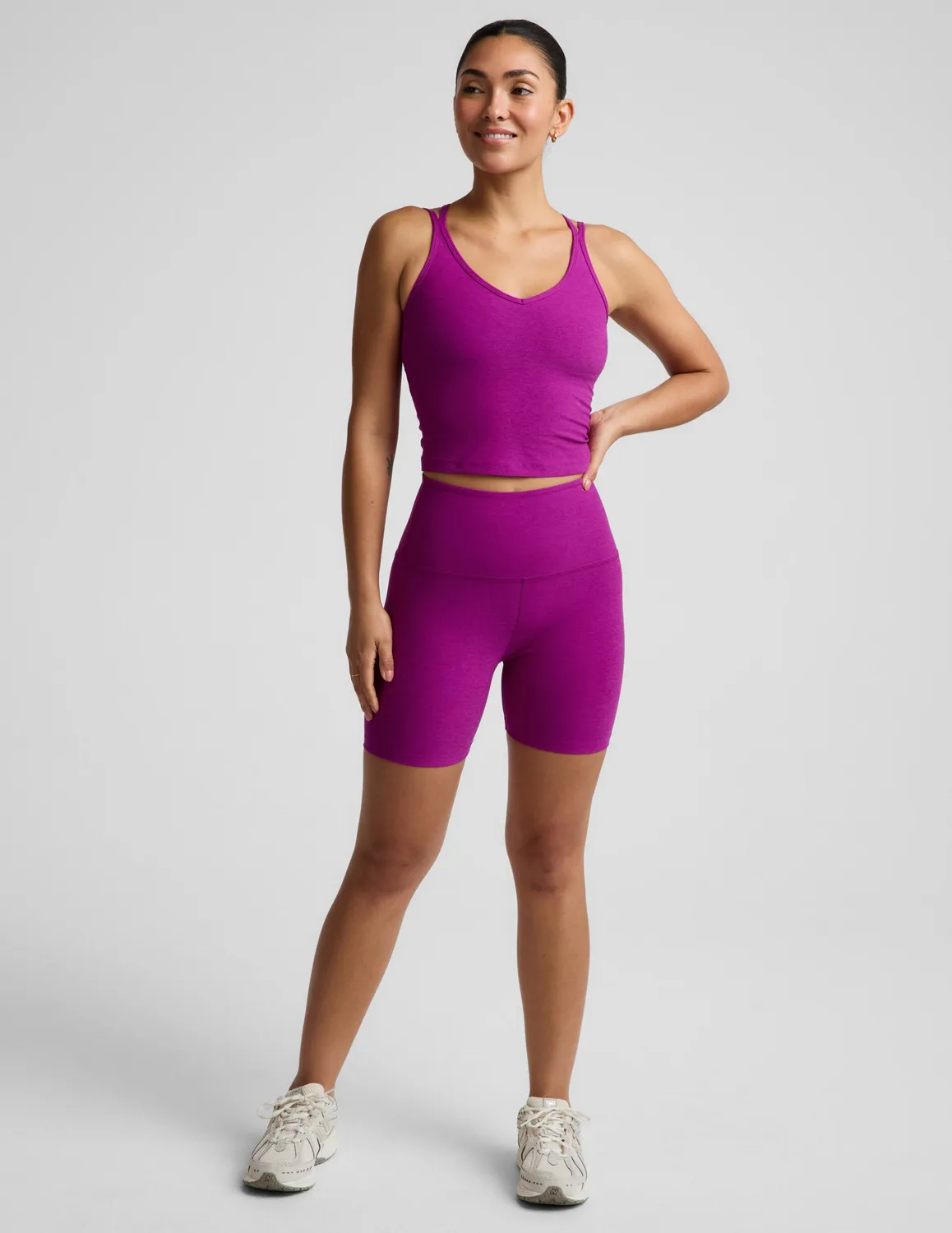 Beyond Yoga Spacedye Get Across träningslinne Berry Bliss bh-topp