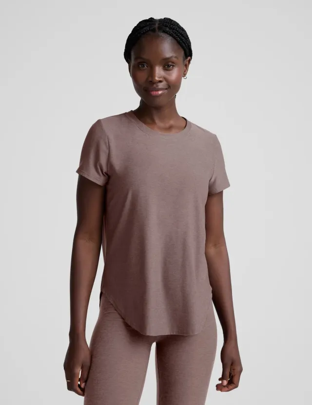 Beyond Yoga Featherweight On The Down Low T-shirt Rosey Taupe Heather neutral