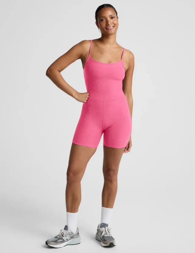 Beyond Yoga Spacedye Keep Pace Biker jumpsuit Luscious Pink Heather BH