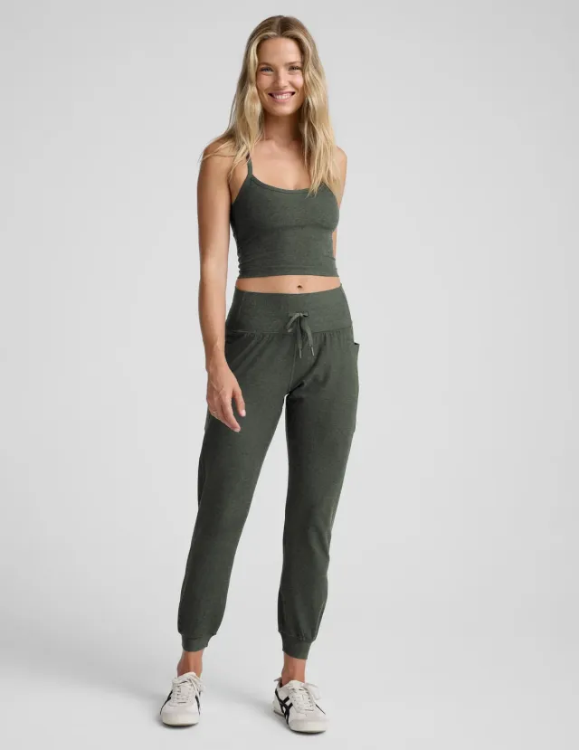 Beyond Yoga Spacedye Go Pocket jogger Dusty Forest Heather fickor