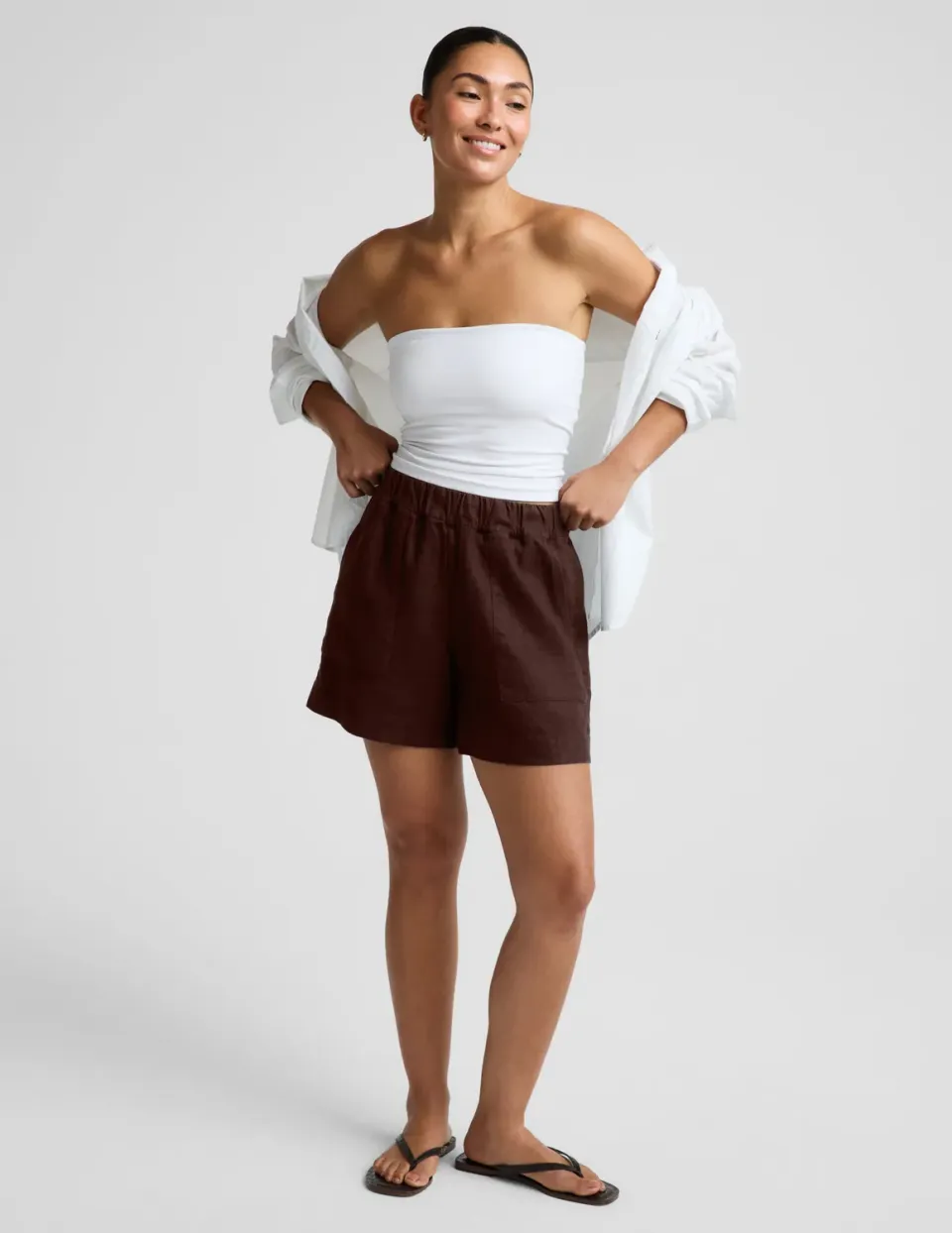 Beyond Yoga SoftWash Linen Easy Short shorts Iced Mocha neutral