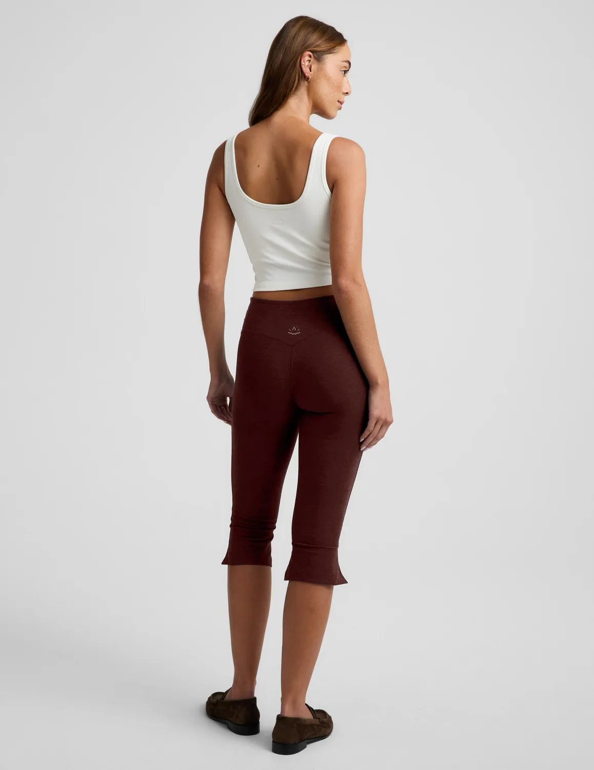 Beyond Yoga Spacedye Mid-Rise Slit Pedal Pusher leggings Iced Mocha brun
