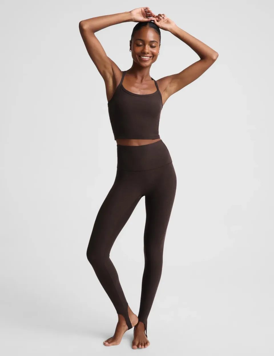 Beyond Yoga Spacedye Stirrup Midi leggings mörkbrun stretch