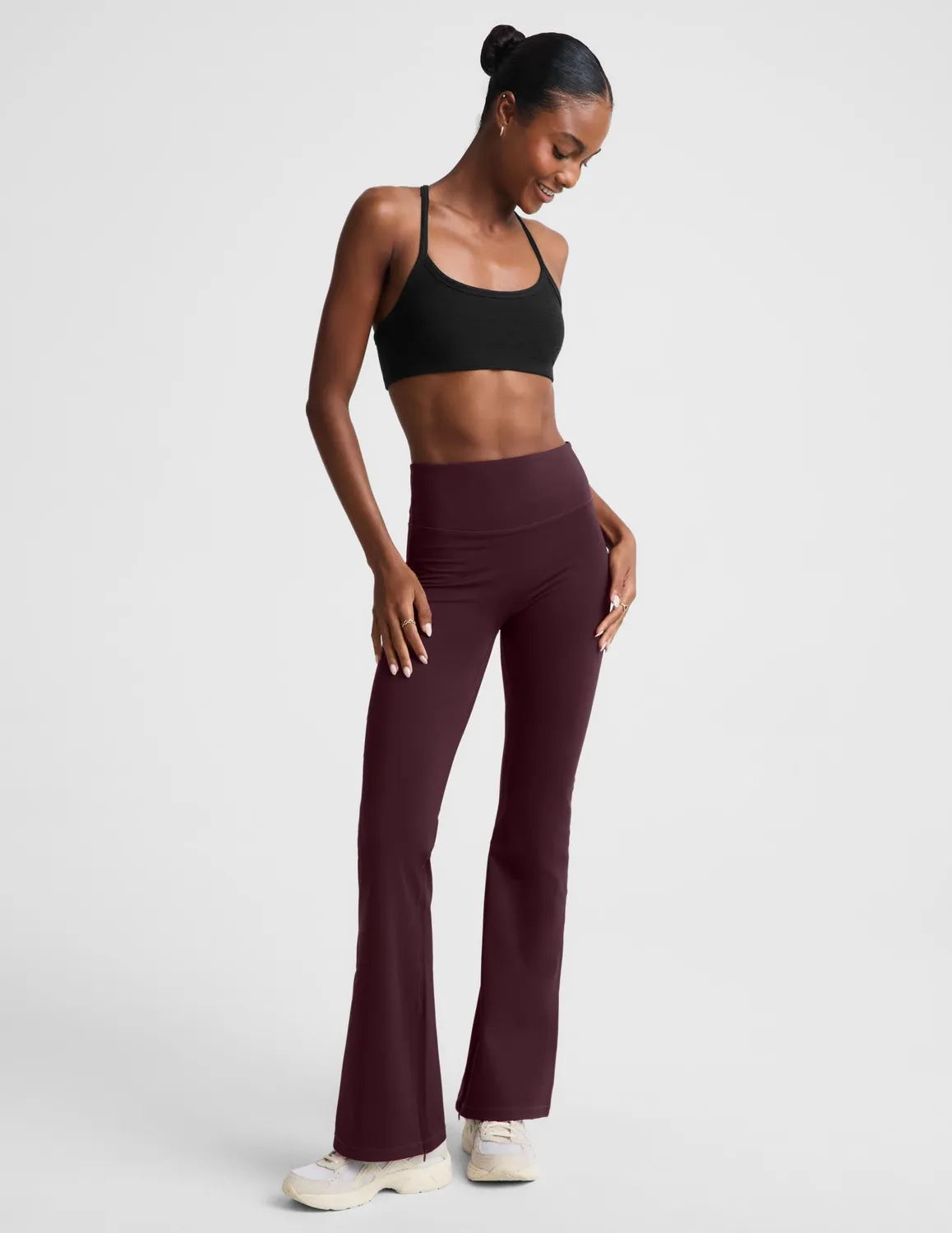 Beyond Yoga Pacer Fleece Split Hem byxa Cabernet varm