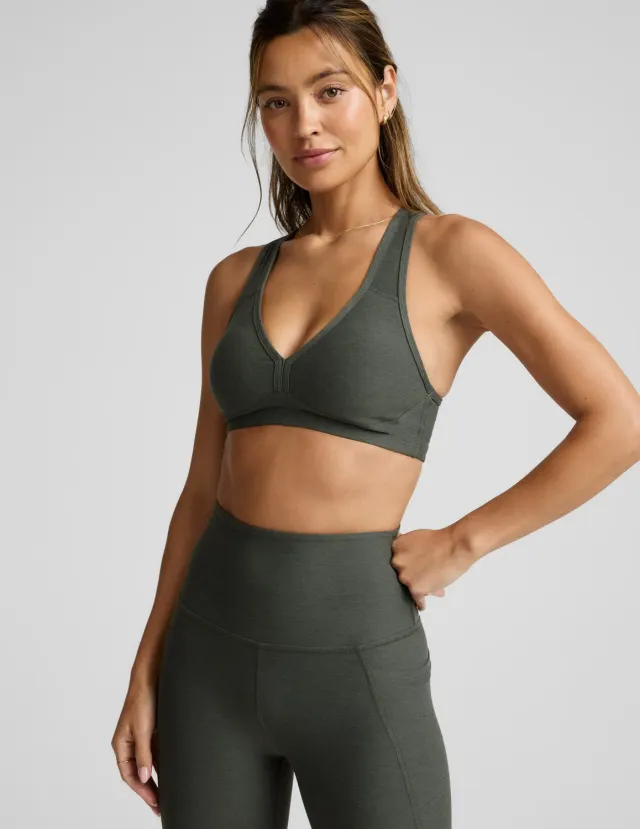 Beyond Yoga Spacedye Lift Your Spirits sportbh Dusty Forest Heather mellanstöd
