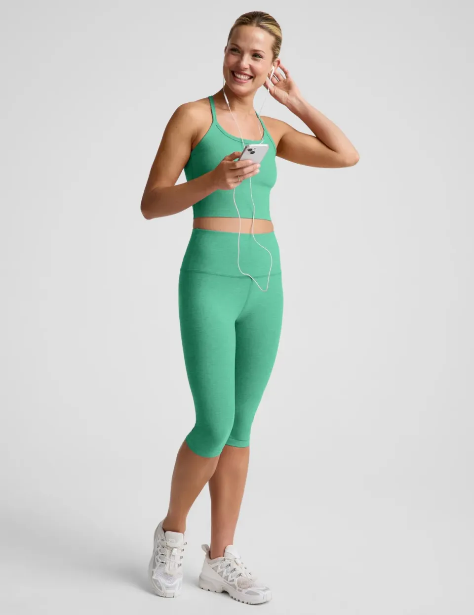 Beyond Yoga Spacedye Pedal Pusher High Waisted leggings Bright Emerald Heather