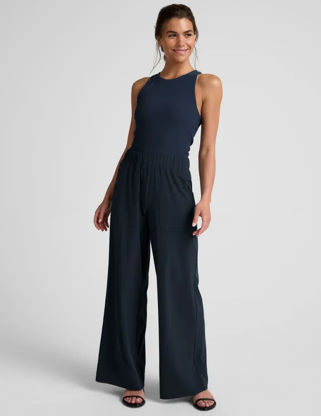 Beyond Yoga Easy Wide Leg Pant 29" byxor Nocturnal Navy vida