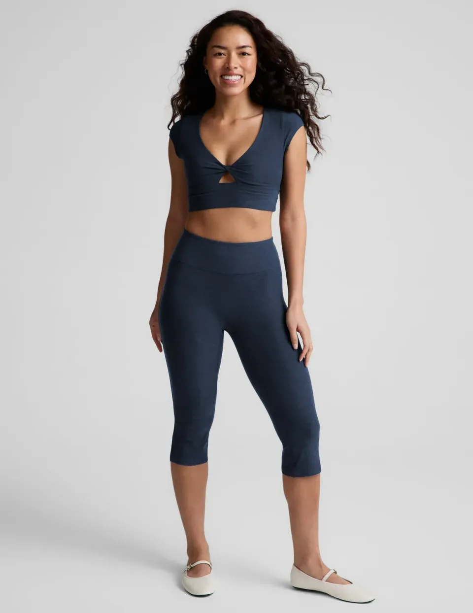 Beyond Yoga Spacedye Mid-Rise Slit Pedal Pusher leggings Nocturnal Navy mörkblå