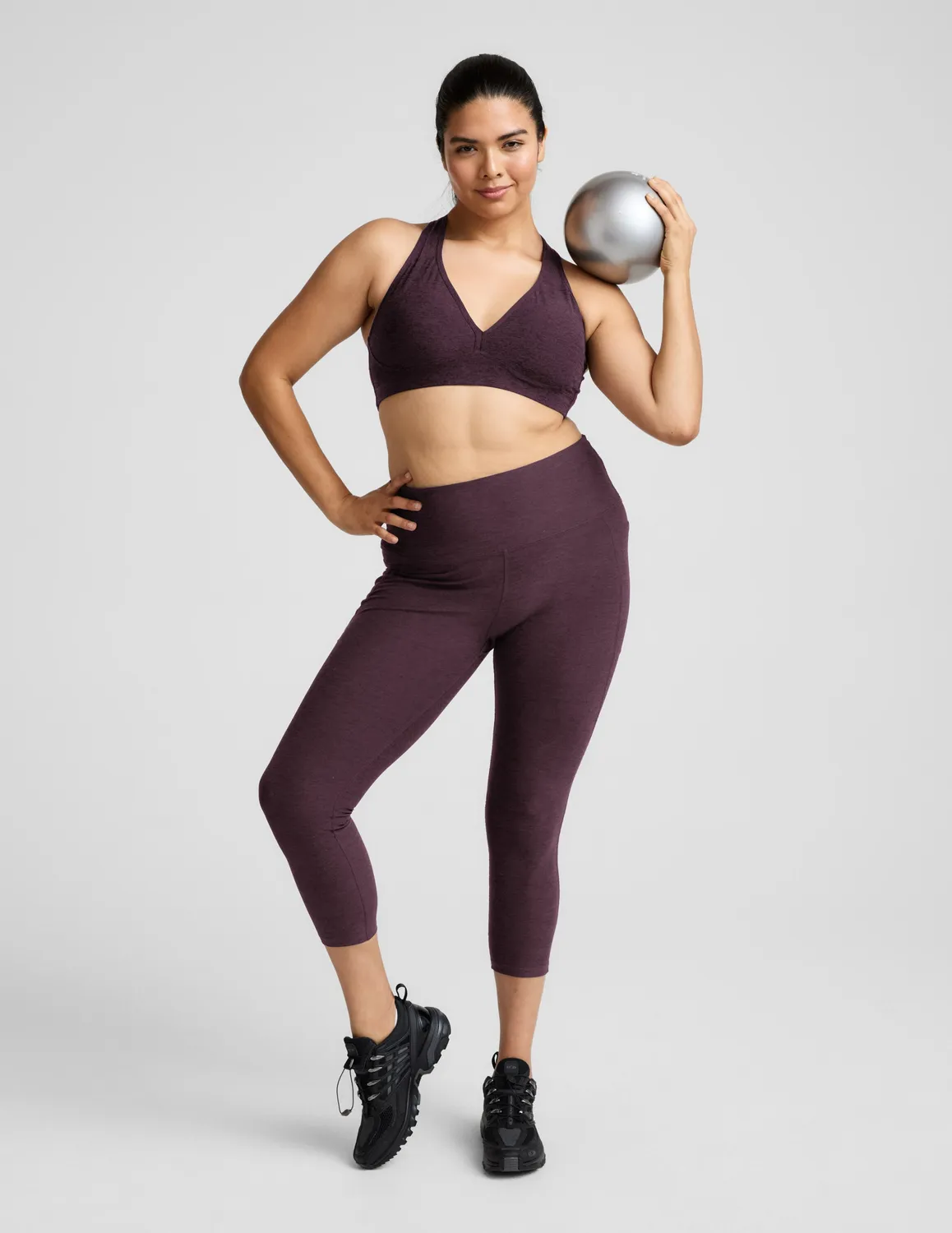 Beyond Yoga Spacedye Out Of Pocket High Waisted Midi leggings aubergine med fickor