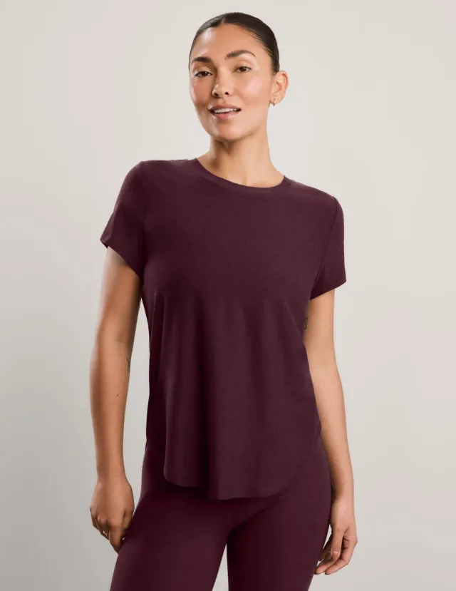 Beyond Yoga Featherweight On The Down Low T-shirt Cabernet Heather mjuk