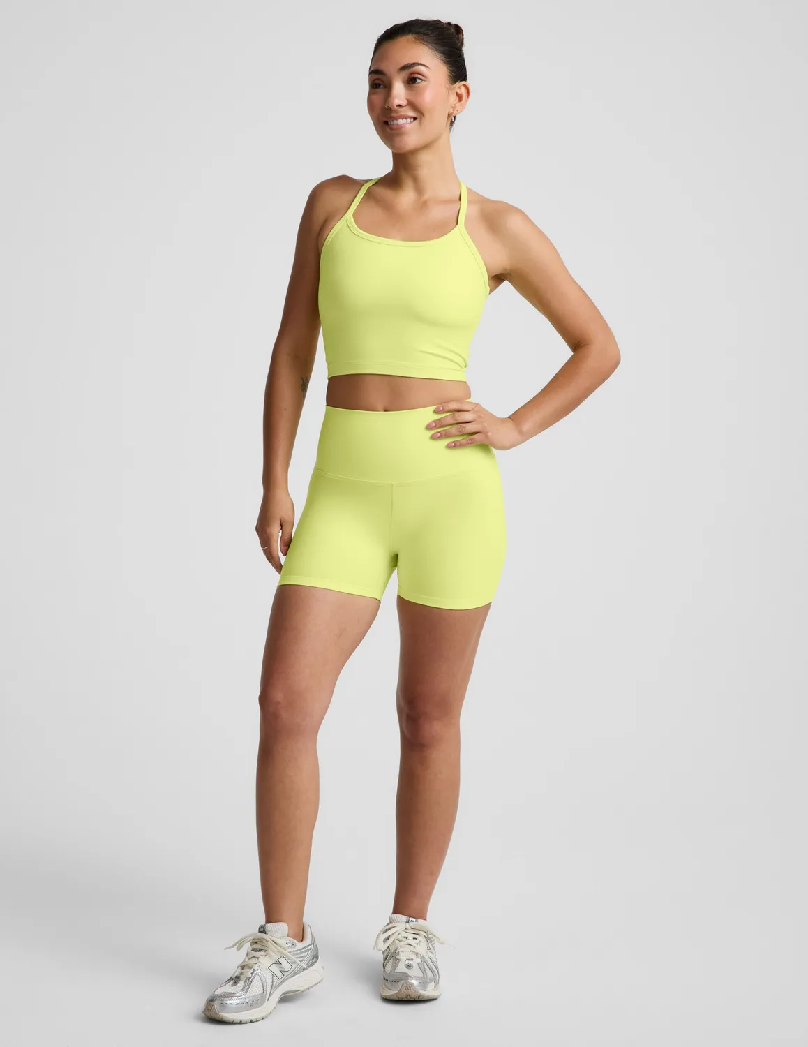 Beyond Yoga Spacedye Keep Pace 3" Short träningsshorts Electric Lime Heather