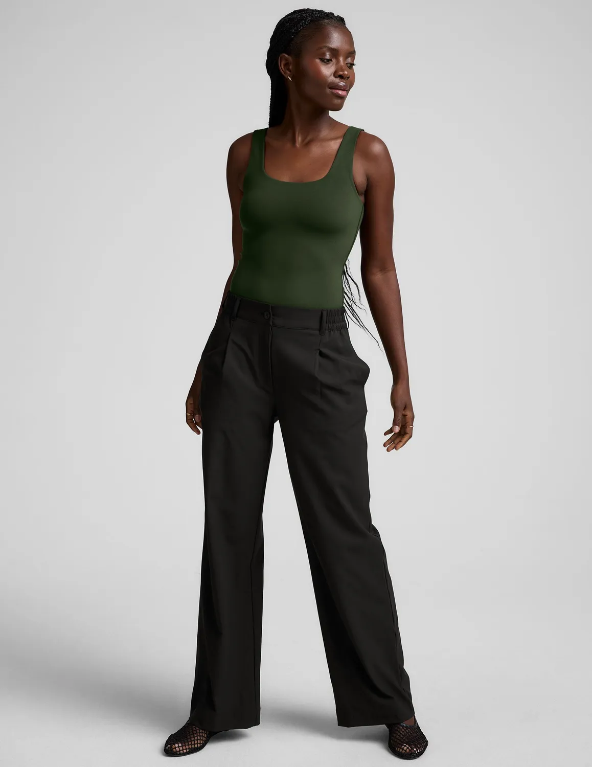 Beyond Yoga Base Tank Bodysuit body mörk oliv tight