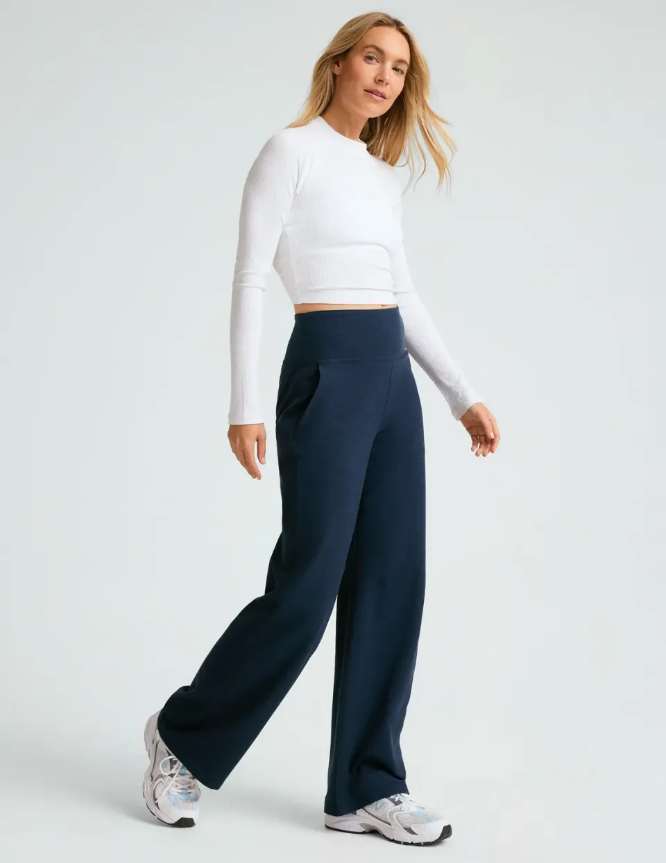 Beyond Yoga Spacedye Laid Back Wide Leg Pant 29" mjukisbyxor Nocturnal Navy vida