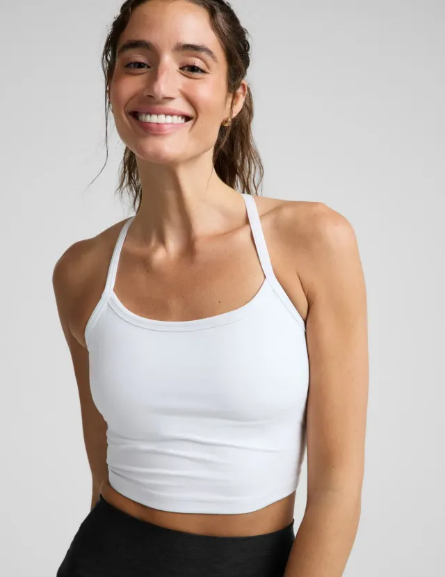 Beyond Yoga Spacedye Slim Racerback Cropped träningstop Cloud White