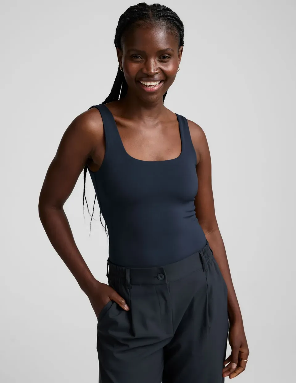 Beyond Yoga Base Tank Bodysuit body marinblå tight