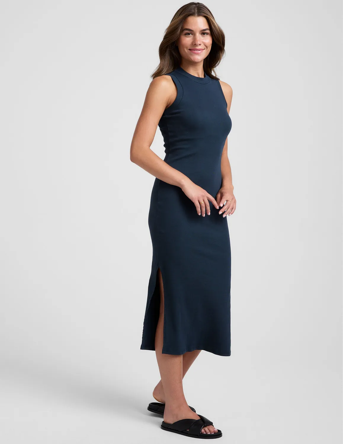 Beyond Yoga Rib Tank Dress klänning Nocturnal Navy midi