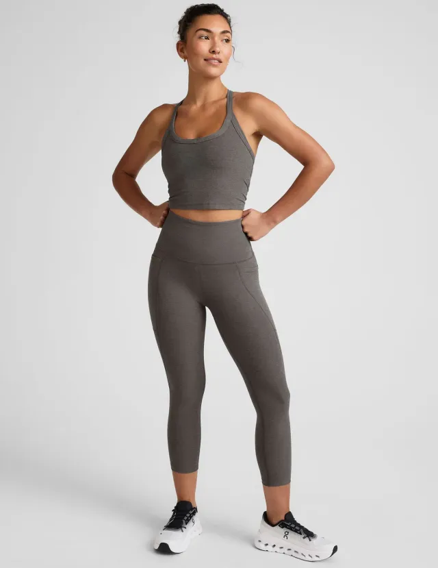 Beyond Yoga Spacedye Out Of Pocket High Waisted Capri Legging 26" leggings True Gray Heather