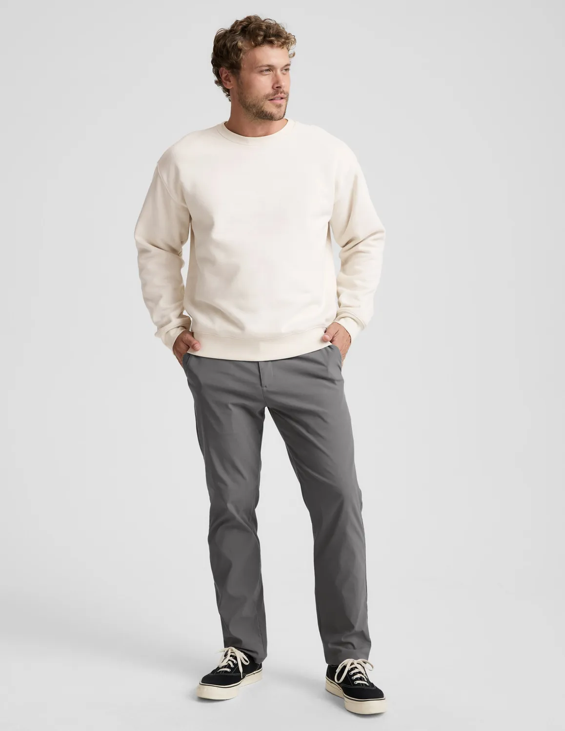 Beyond Yoga LuxeFleece Crewneck sweatshirt Bone vit relaxed