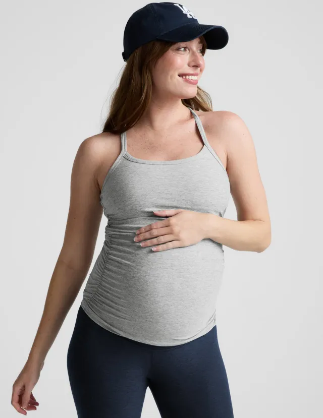 Beyond Yoga Spacedye Keep Your Cool Maternity Slim Racerback Tank linne ljusgrå