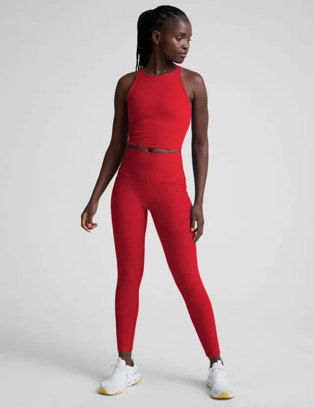 Beyond Yoga Spacedye Out Of Pocket High Waisted Midi leggings röd med fickor