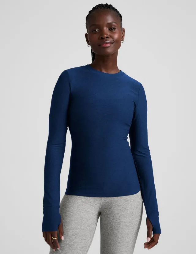 Beyond Yoga Featherweight Select Long Sleeve Crew tröja Marine Blue lätt
