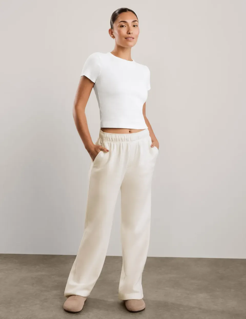 Beyond Yoga LuxeFleece 2.0 Sweatpant 31" mjukisbyxor vit