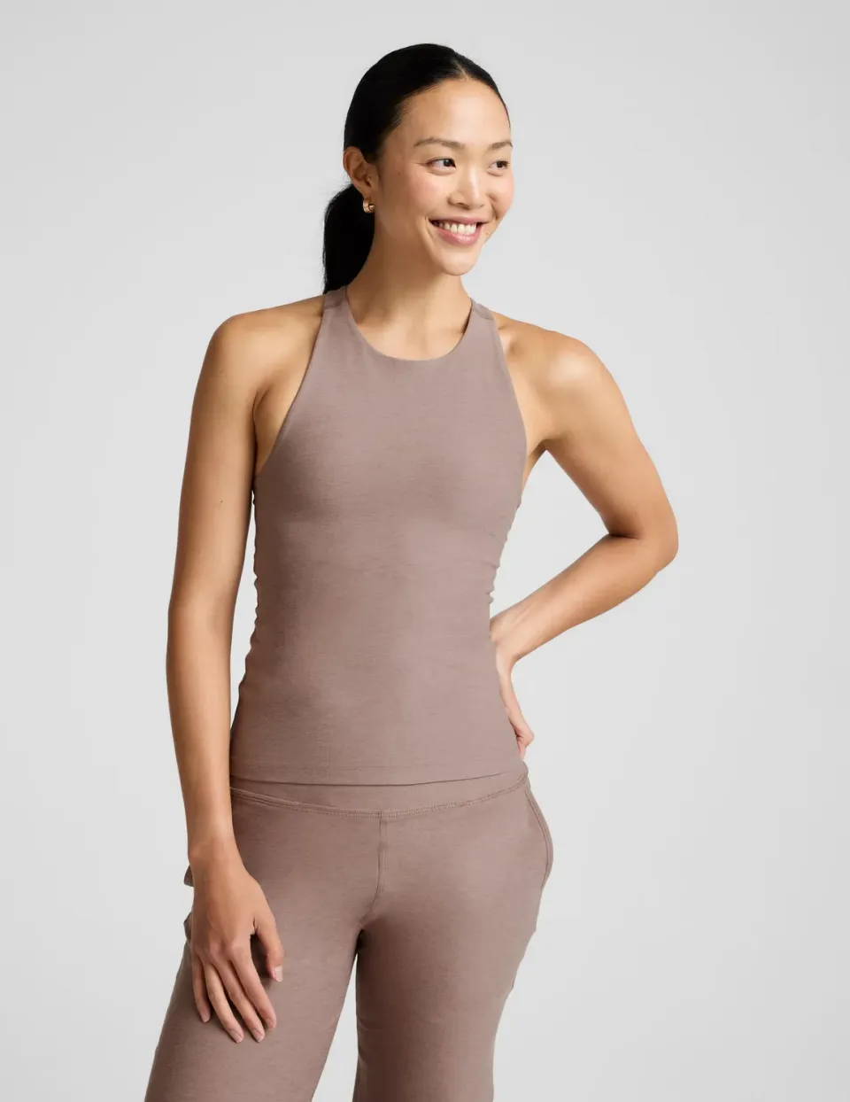 Beyond Yoga Spacedye Refocus Tank linne Rosey Taupe med bh