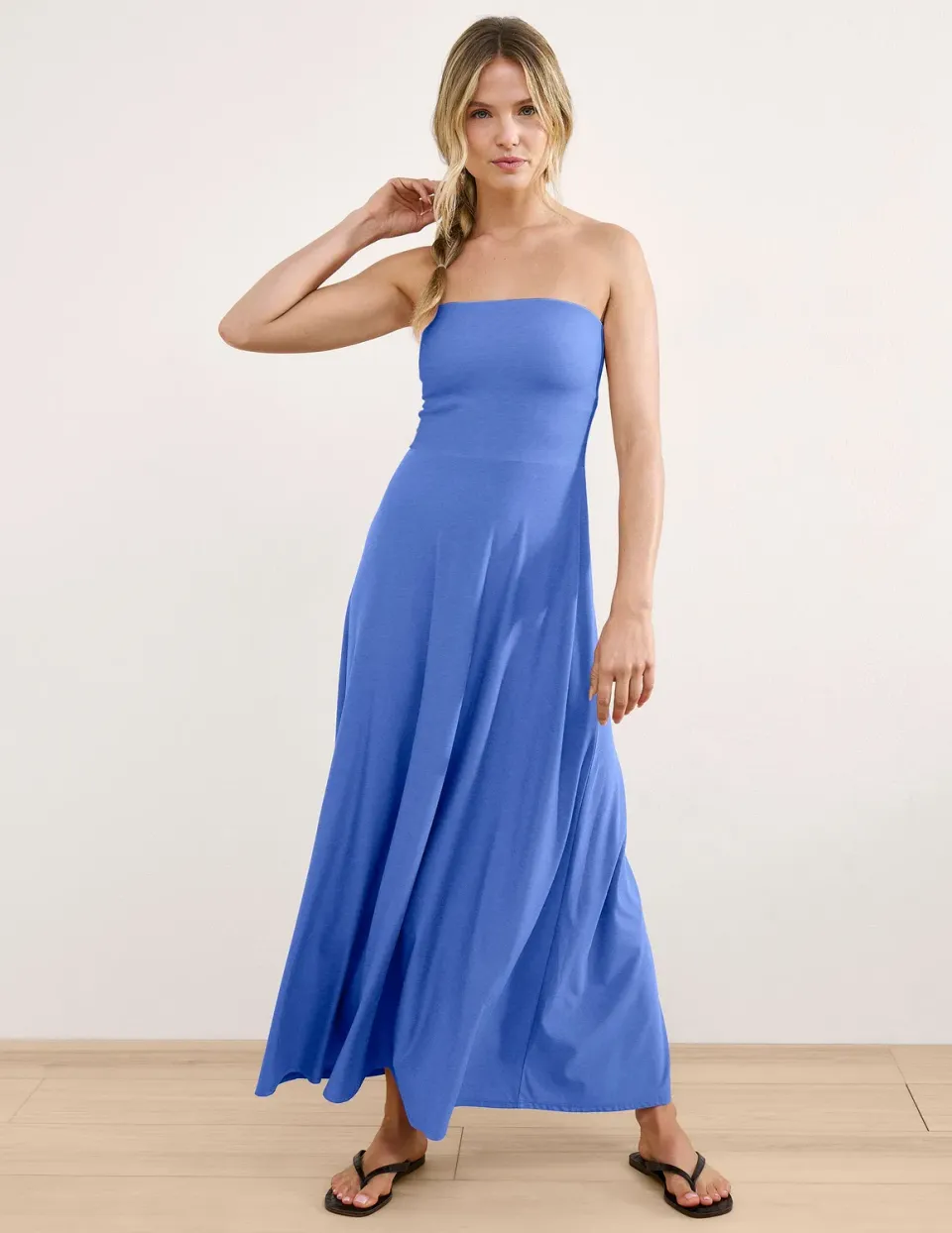 Beyond Yoga Featherweight Strapless Maxi maxiklänning Wild Flower Blue