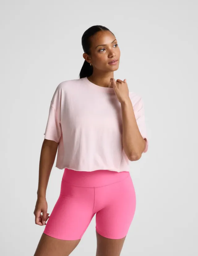 Beyond Yoga SoftKnit Better Than Ever Cropped t-shirt rosa bomull